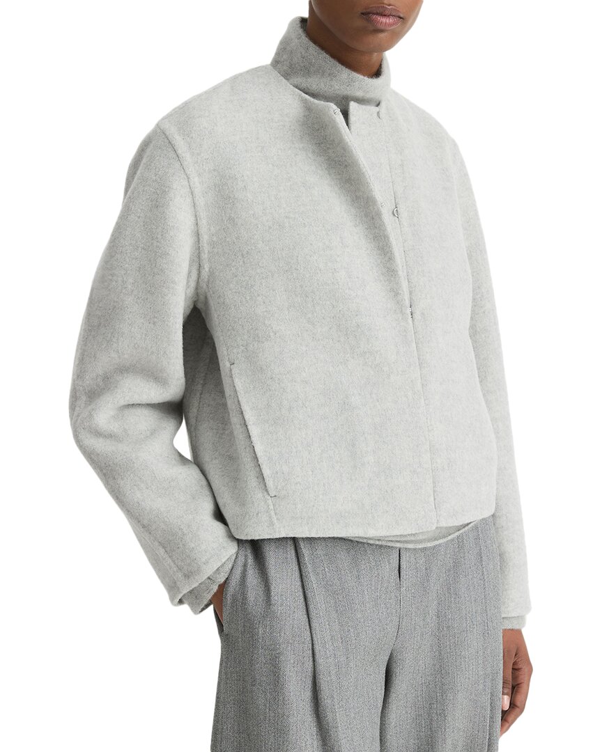 Vince Double Face Wool Blend Jacket In Gray