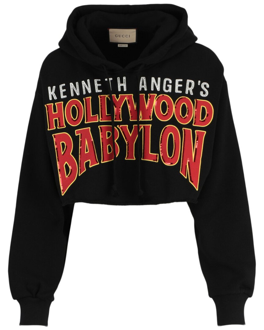 Gucci Slogan-print Cropped Hoodie