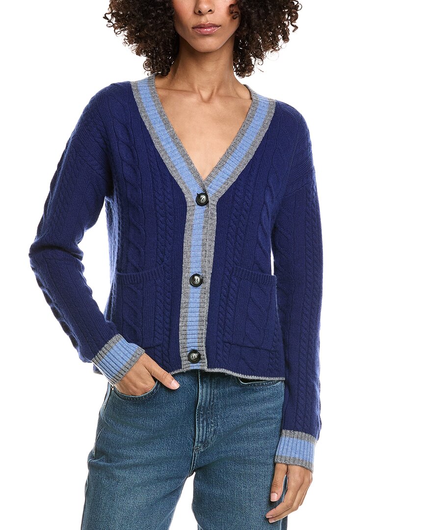 Incashmere Cable Cardigan In Blue