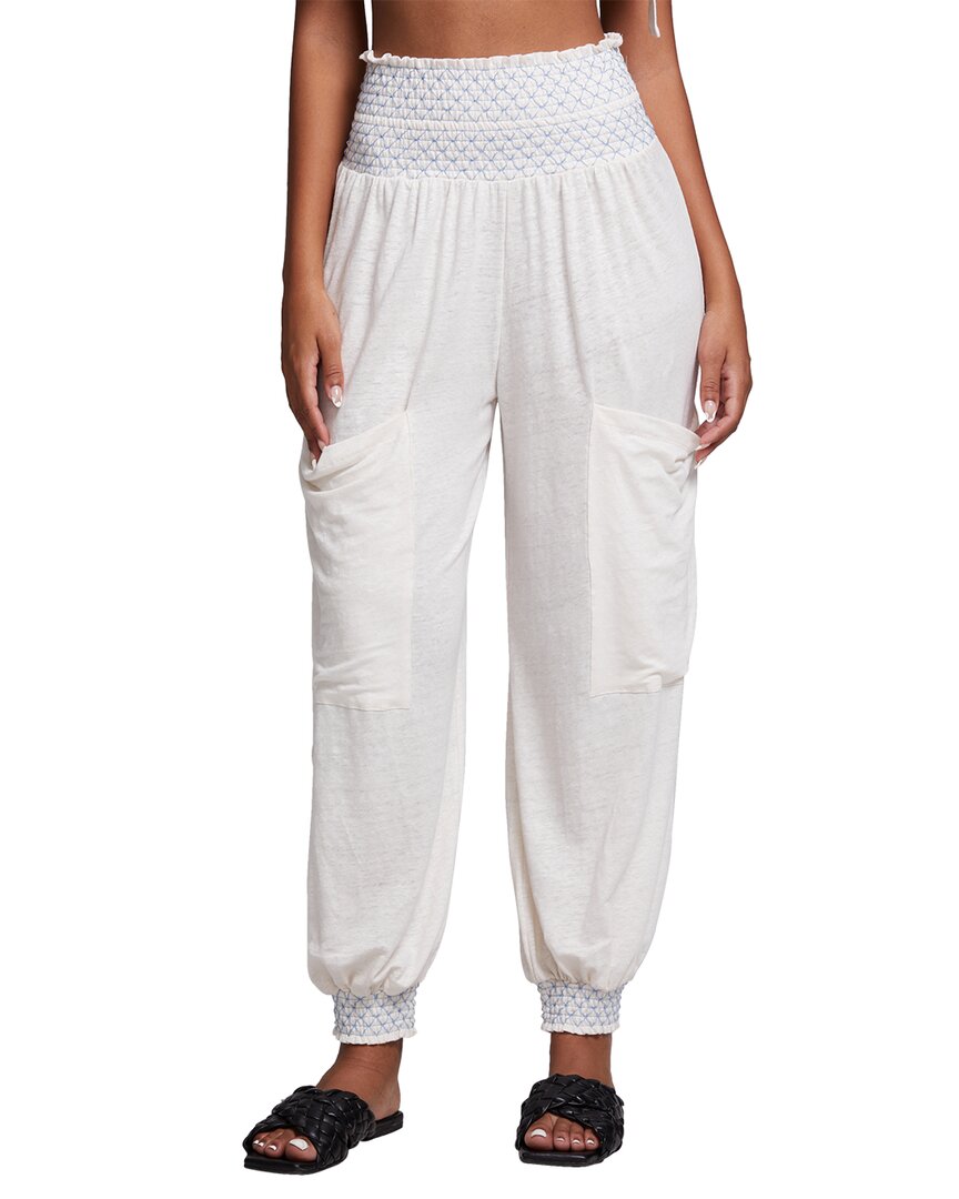 Shop Chaser Embroidered Linen-blend Trouser In White