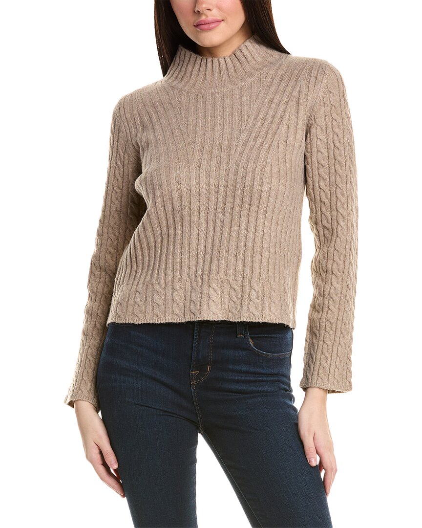 Shop Rain And Rose Rain + Rose Cable Wool-blend Sweater In Beige