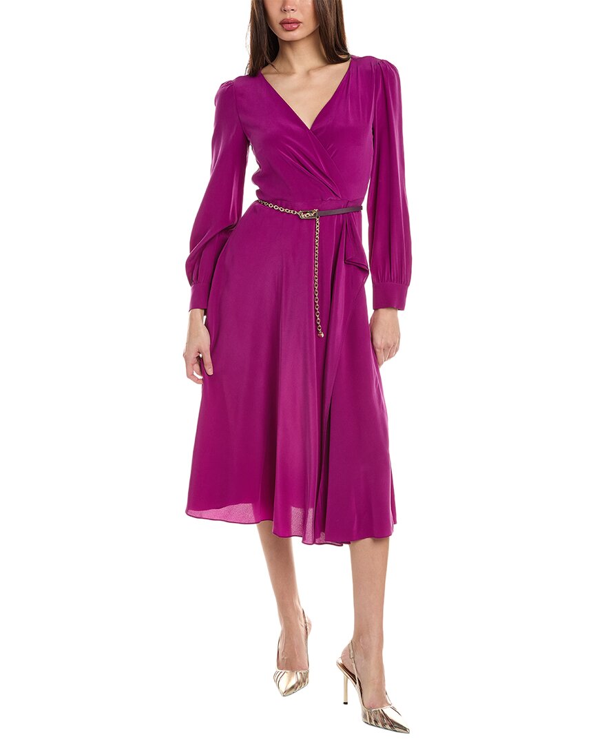 Pre-owned Max Mara Studio Dionea Silk Midi Dress Women's In Purple