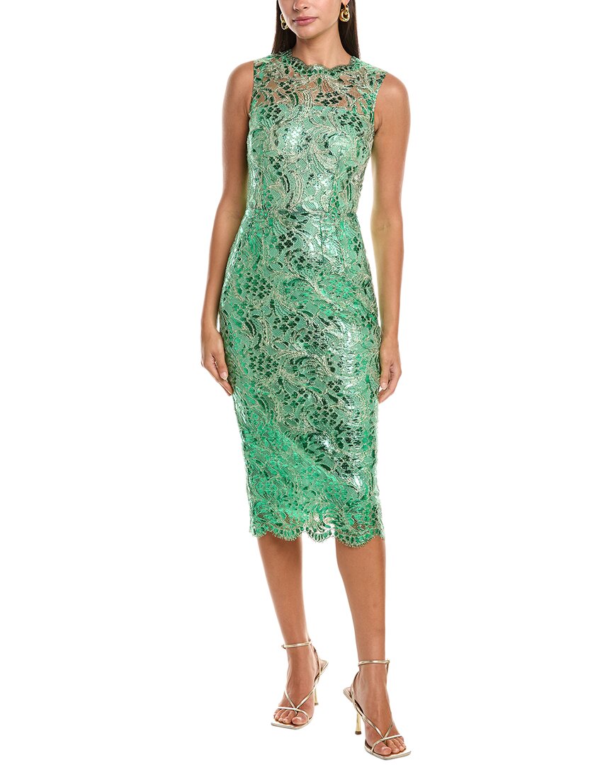 Dolce & Gabbana Floral Lace Sleeveless Midi Dress In Green