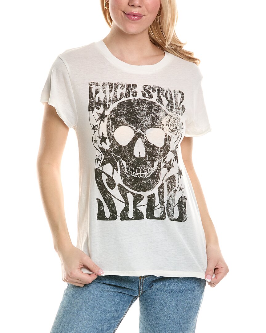 Shop Chaser Skull And Flowers T-shirt In White
