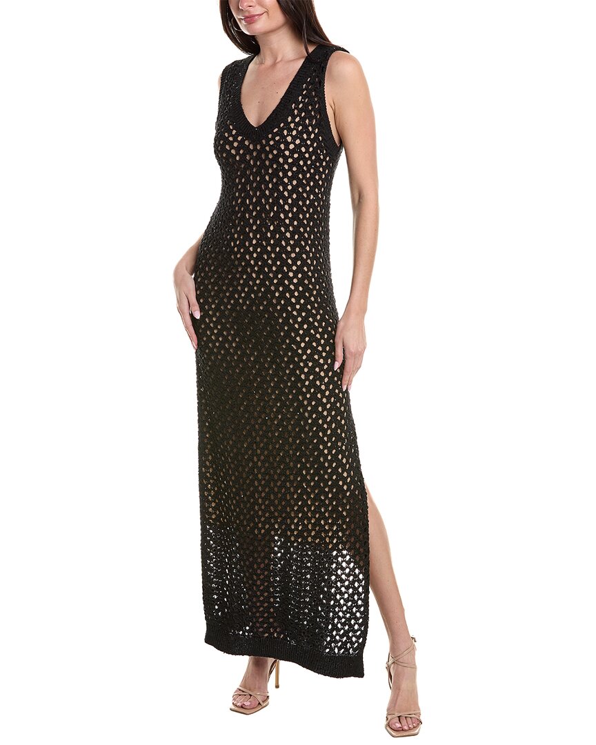 Brunello Cucinelli Linen & Silk-blend Maxi Dress In Black