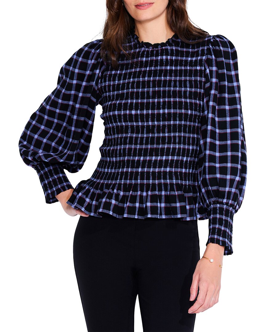 Nic + Zoe Twilight Plaid Smocked Top