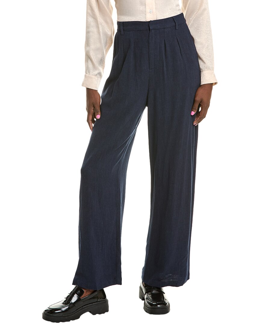 Sadie & Sage Sandy Cove Pleated Linen-blend Pant In Navy