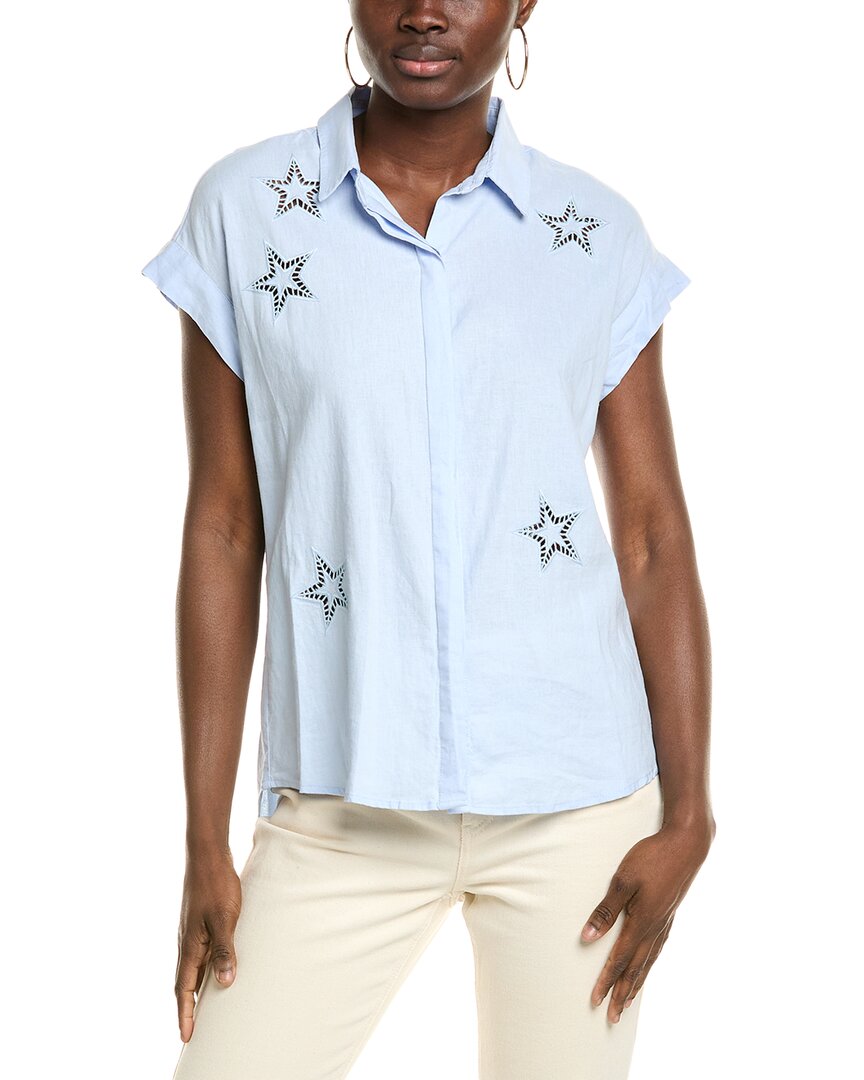 Elie By Elie Tahari Collared Linen-blend Top