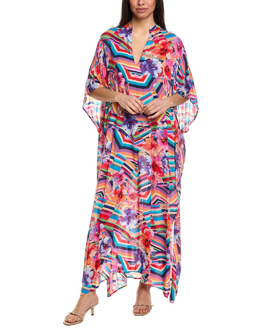 Johnny Was Summer Stripes Maxi Cover-up In Purple