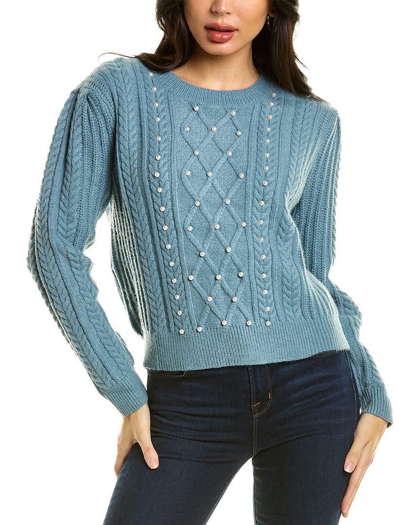 Shop Gracia Bead Embellished Cable-knit Sweater In Blue