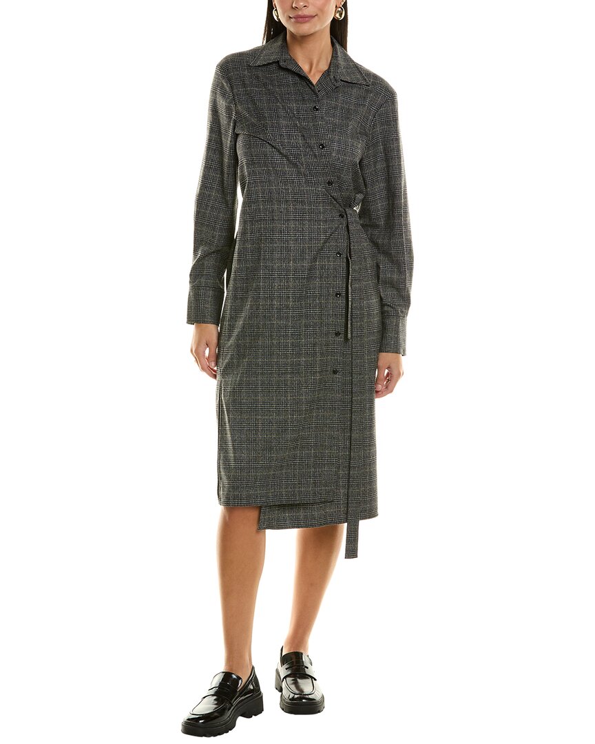 Proenza Schouler White Label Plaid Suiting Wrap Dress In Black
