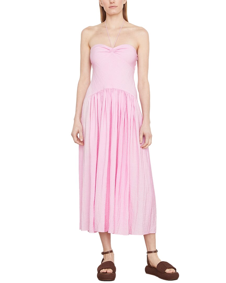 Vince Ruched Sweetheart Halter Midi Dress