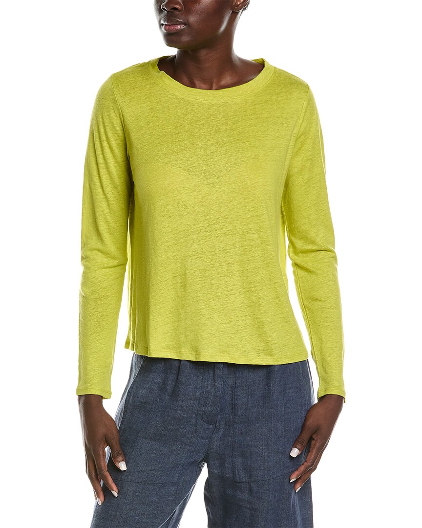 Eileen Fisher Petite Crewneck Linen T-shirt In Green