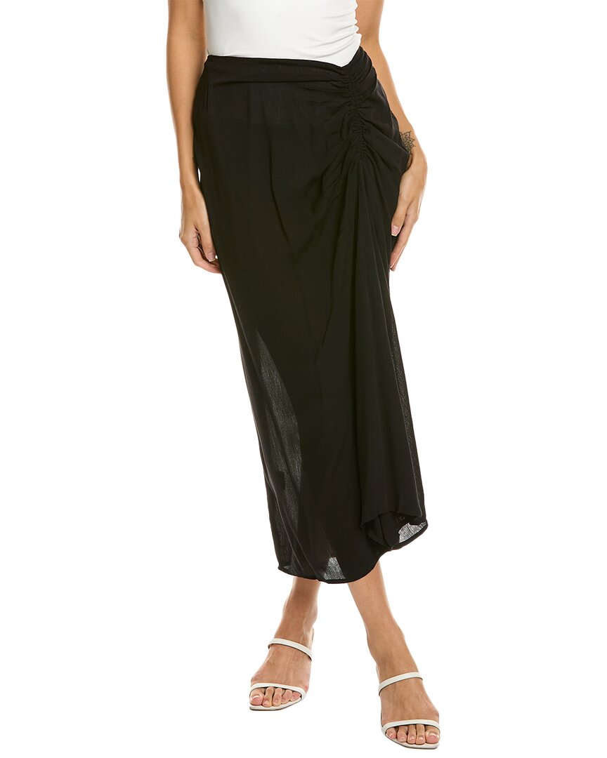 Shop Just Bee Queen Divya Linen-blend Skirt In Black