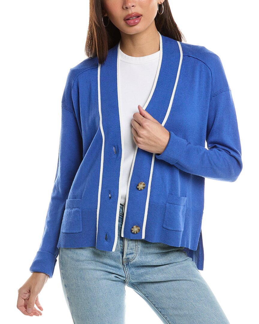 Hannah Rose Tipped High-low Cashmere-blend Sweater In Blue