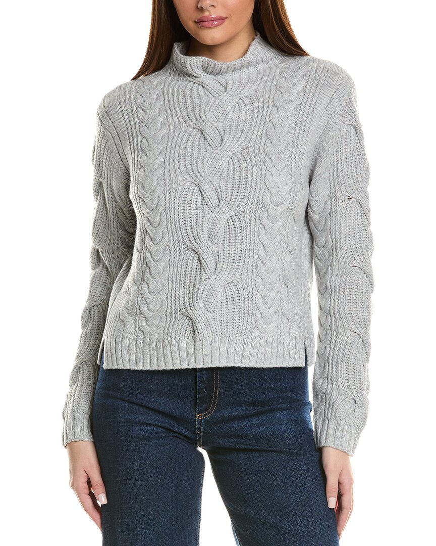 Hannah Rose Chunky Cable Funnel Neck Wool & Cashmere-blend Sweater In Grey