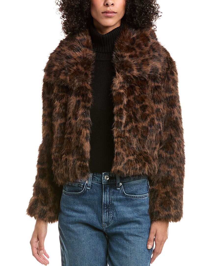 Nvlt Fox Faux Fur Crop Jacket In Animal Print