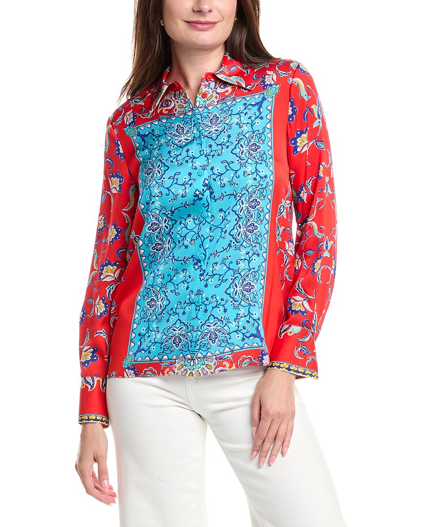 Elie Tahari The Haven Silk-blend Blouse In Multi