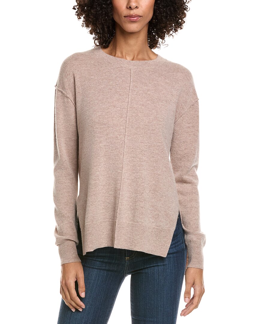 Incashmere Seam Detail High-low Wool & Cashmere-blend Sweater In Brown