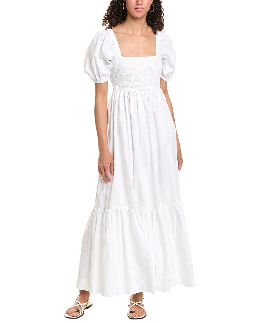 Shop Ganni Poplin Smocked Maxi Dress