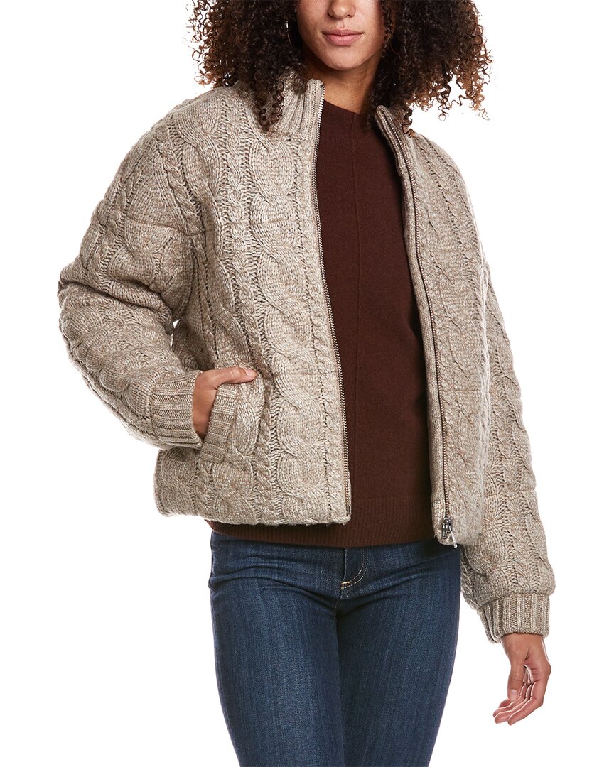Dh New York Women's Aspen Cable-knit Jumper Jacket In Brown
