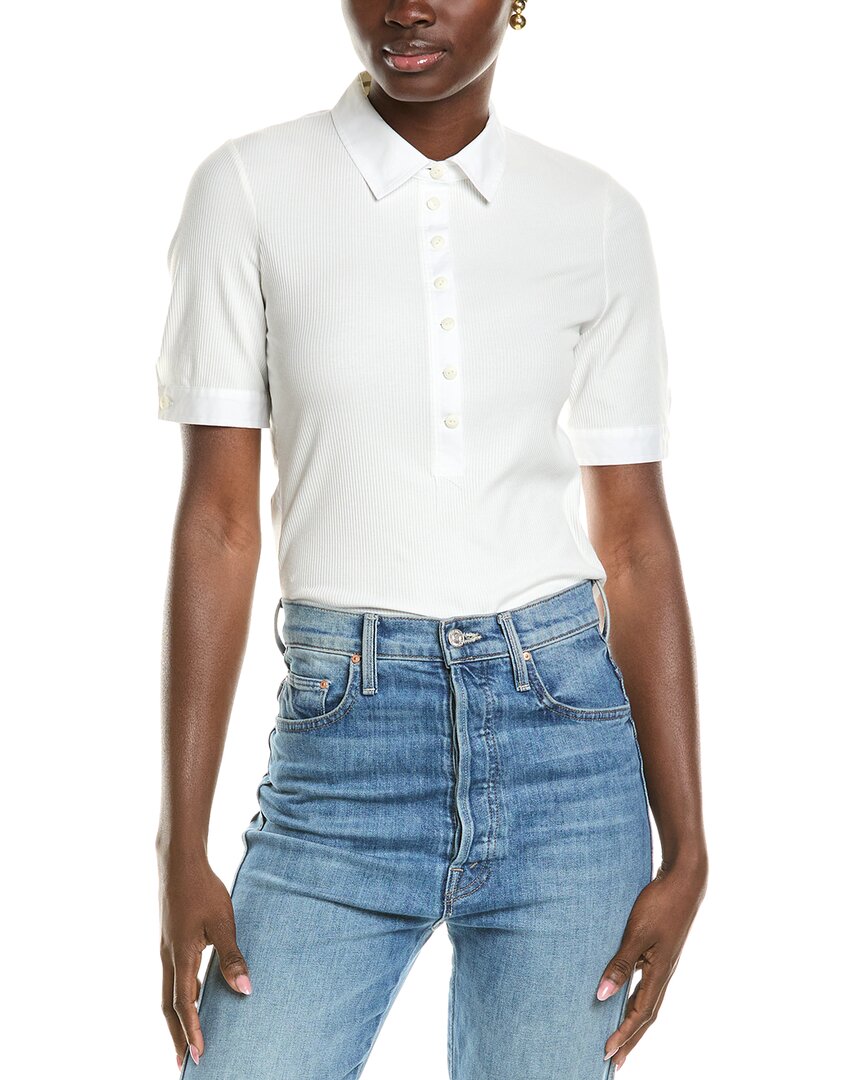 Rag & Bone Ribbed Cotton-modal Blend Polo Shirt In White