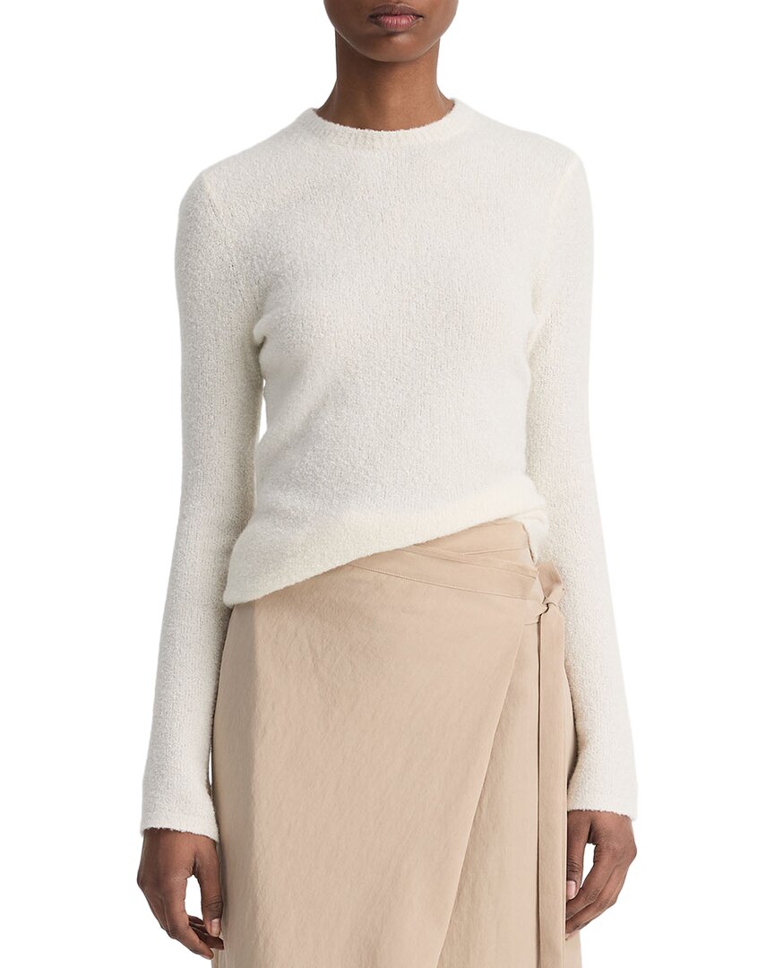 Vince Soft Bouclé Silk-blend Crew Neck Sweater In Ivory In White