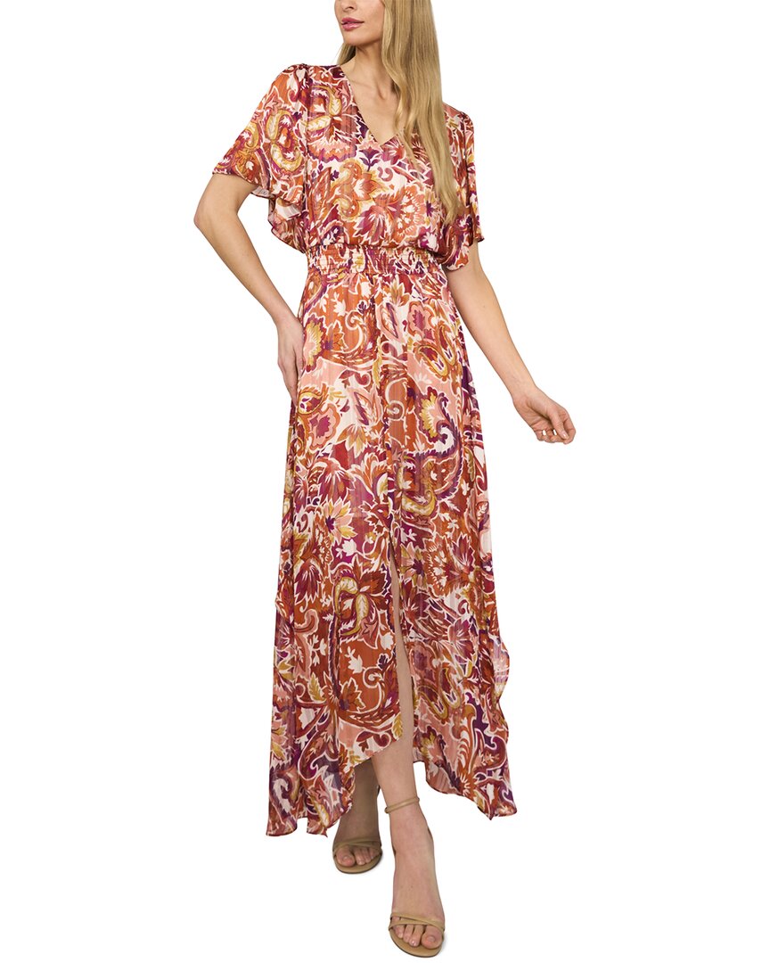 Cece Smocked Waist Flutter Sleeve Maxi Dress In Pink