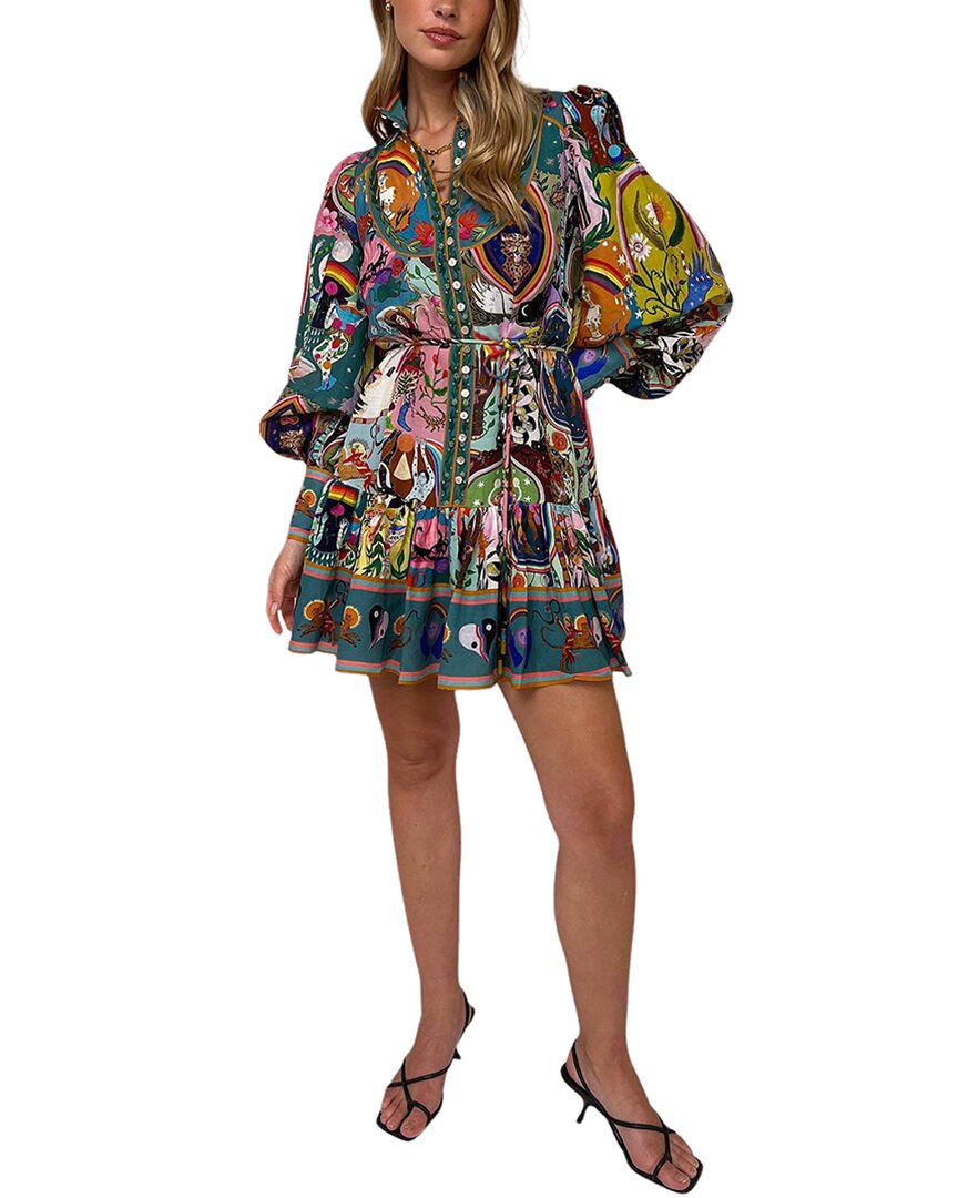 Shop Charlotte Green Linen-blend Mini Dress