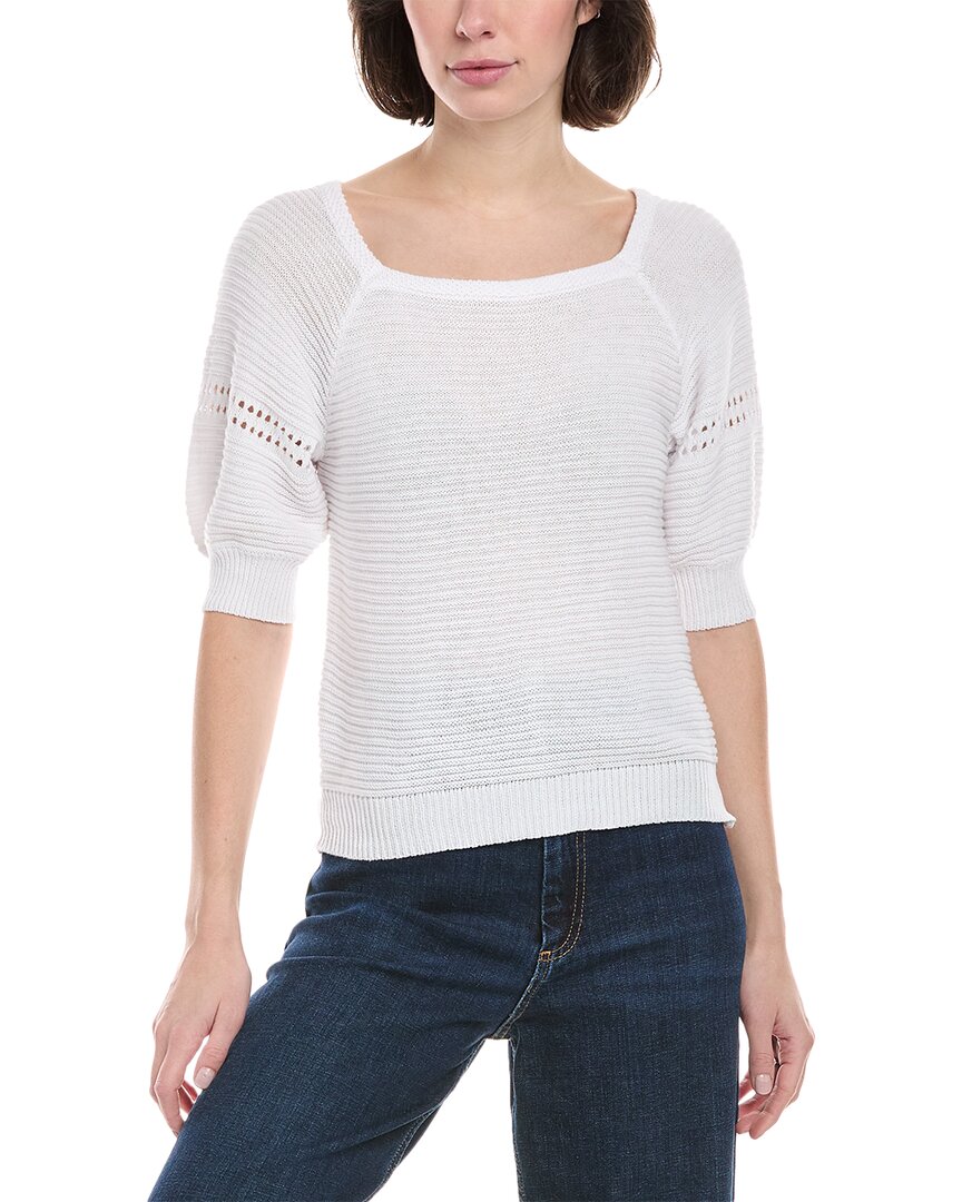 Rain + Rose Textured Rib Sweater In White
