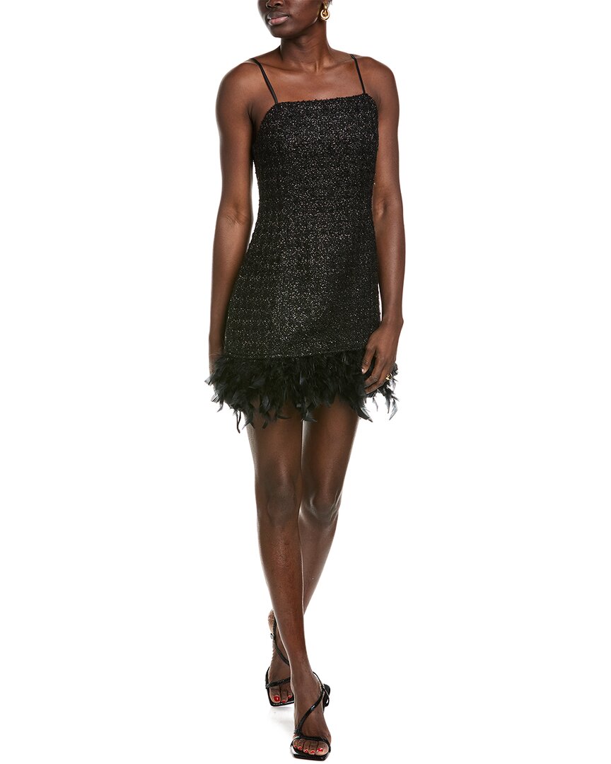 Walter Baker Women's Helen Faux Shearling & Tweed Mini Dress In Black