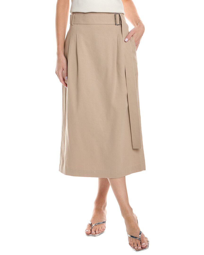 Lafayette 148 New York Belted Midi Skirt In Brown