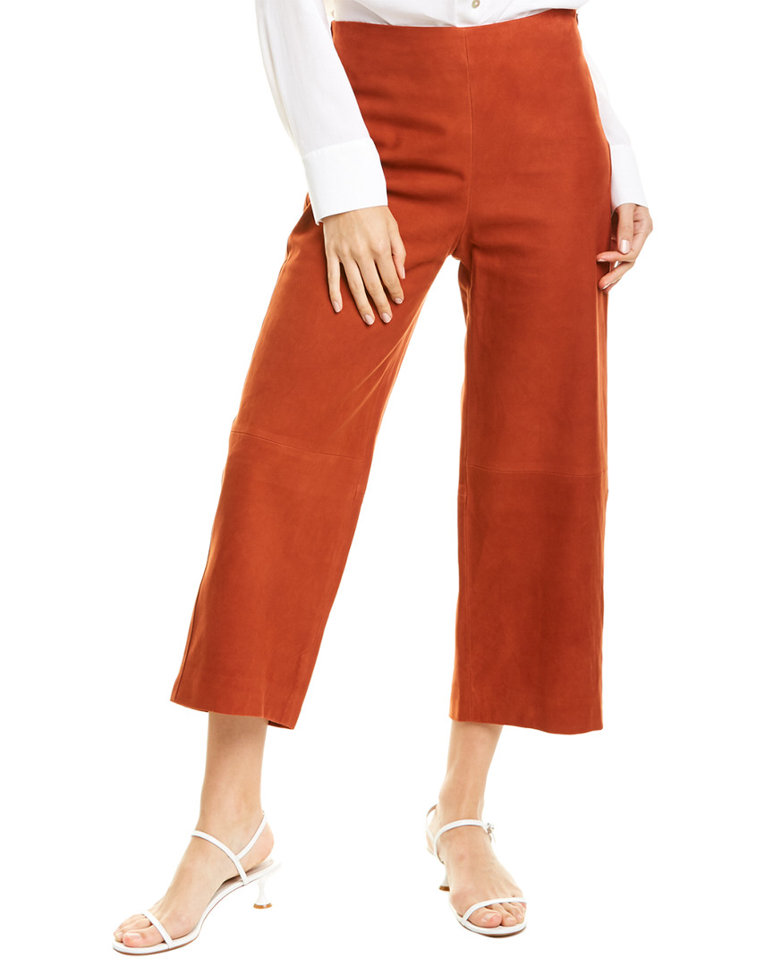 Vince Women's Wide Leg Cropped Suede Pants In Brown
