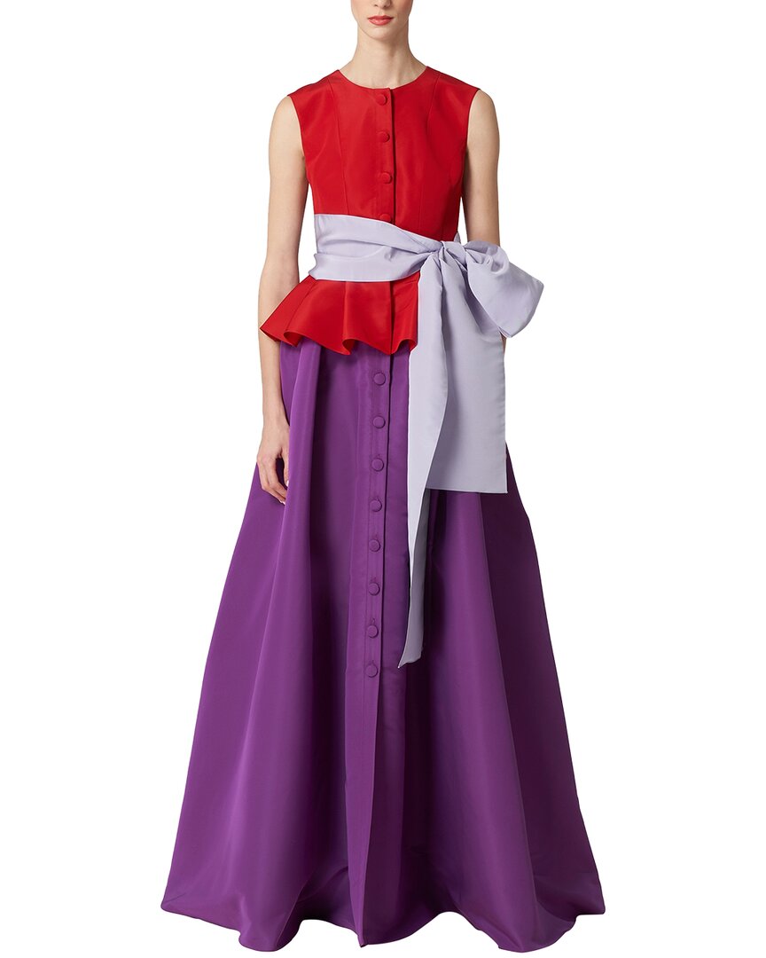 Carolina Herrera Sleeveless Button Front Peplum Gown