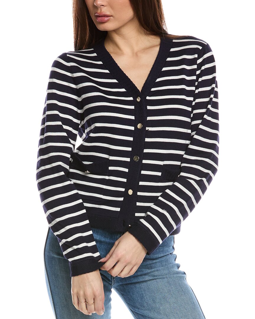 Nanette Lepore Striped Cardigan In Blue