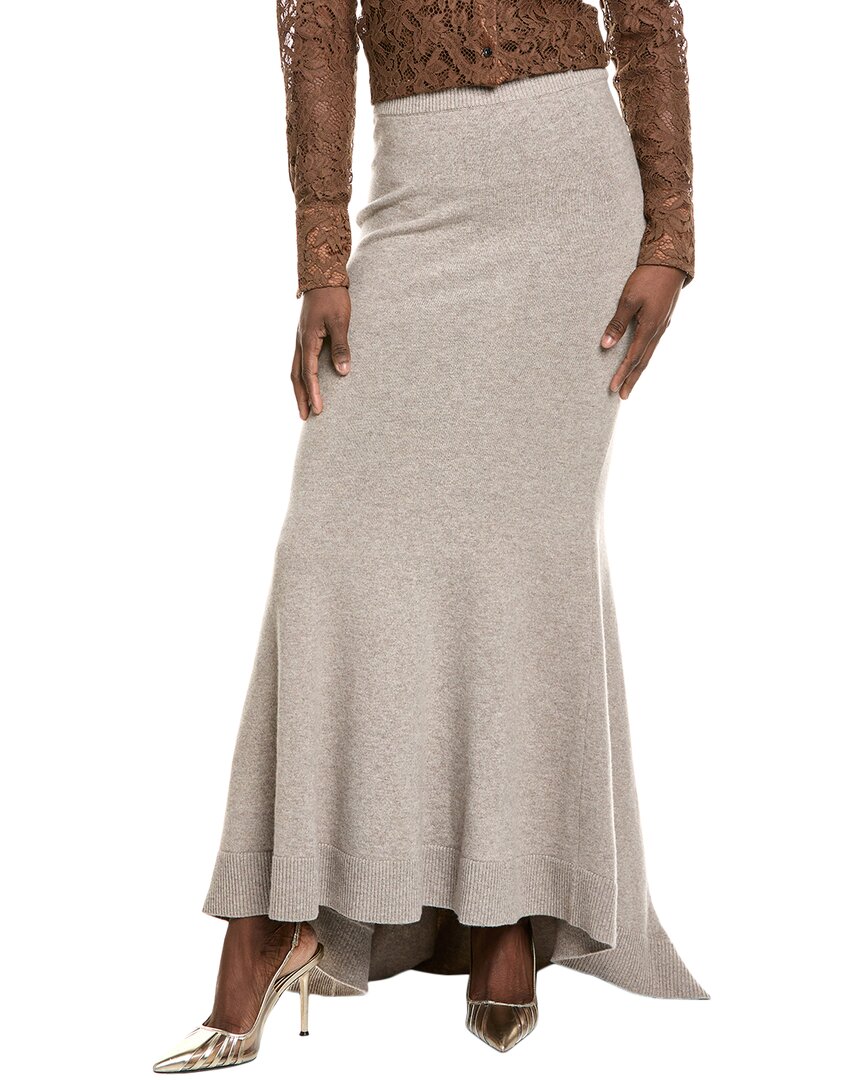 Michael Kors Collection Cashmere-blend Fishtail Maxi Skirt In Gray