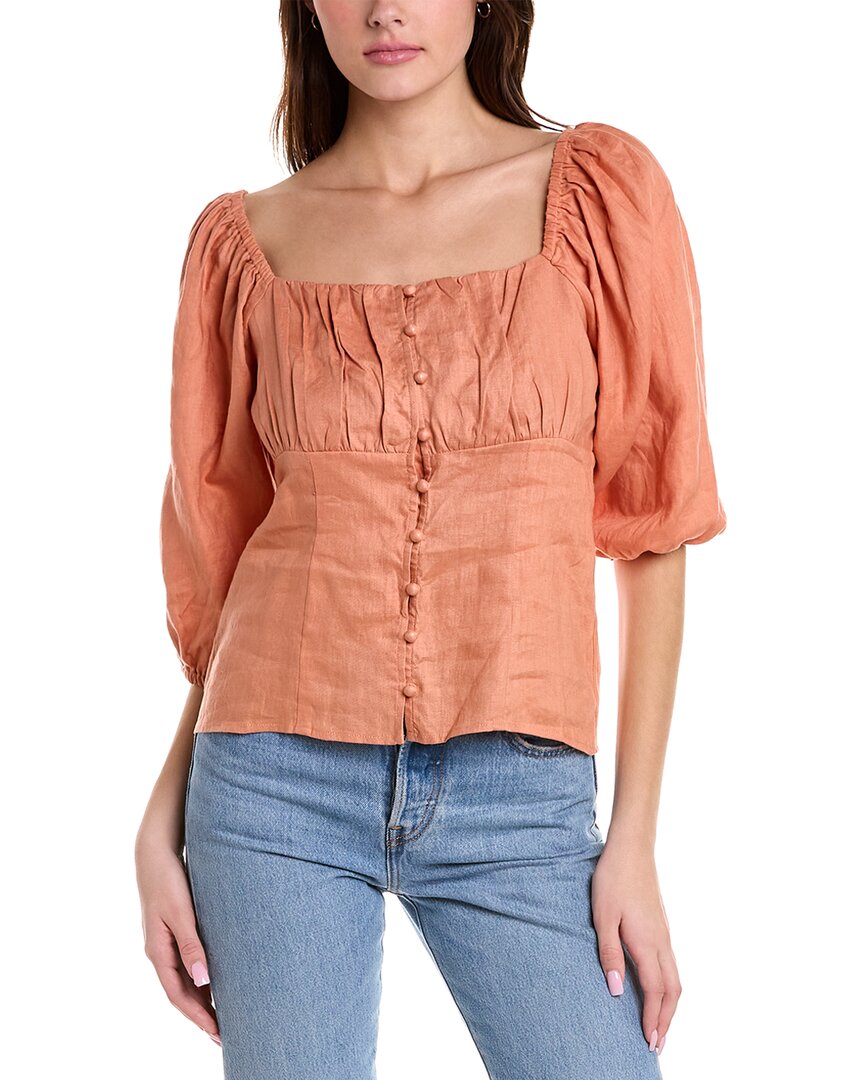 Shop We Are Kindred Lucia Linen Top In Orange