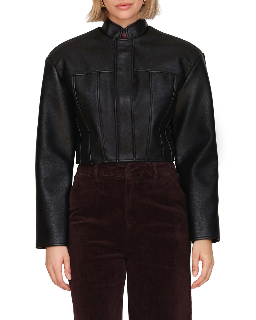 Avec Les Filles Vegan Leather Jacket In Black