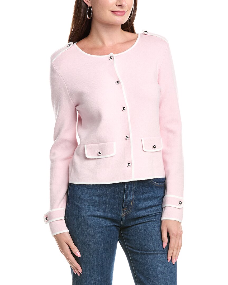 T Tahari Button-down Cardigan In Pink