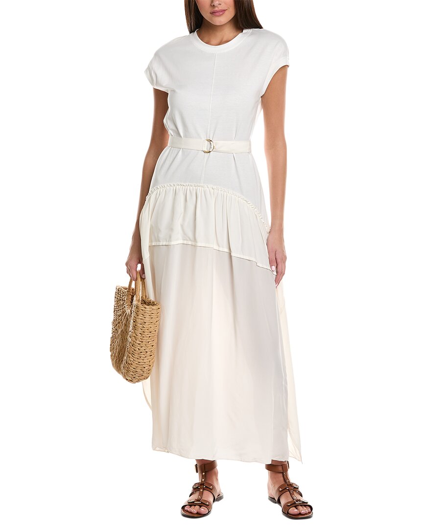 everlane drop waist dress Quinn Mixed Media Scoop Neck Blouson Mini Dress