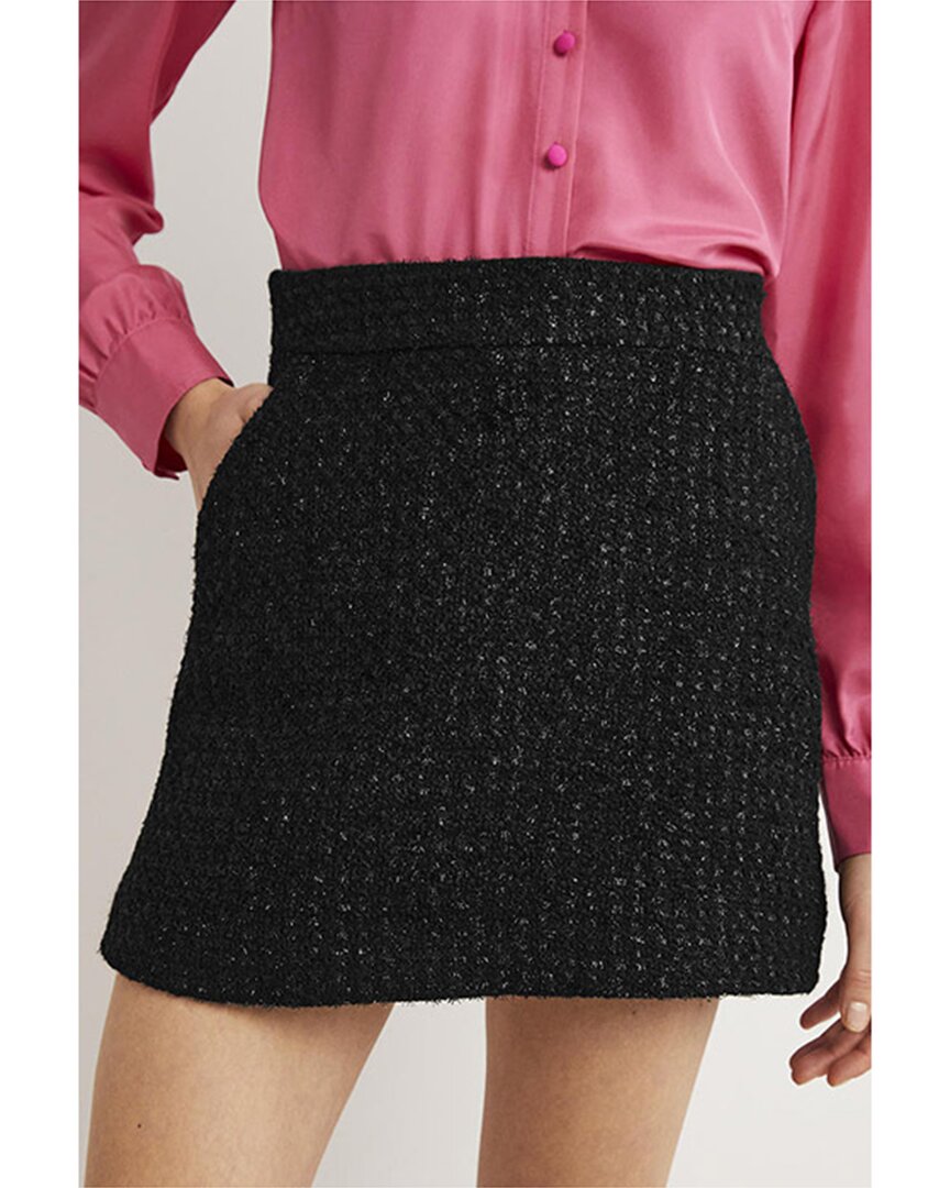 Shop Boden Tweed Metallic Mini Skirt In Black