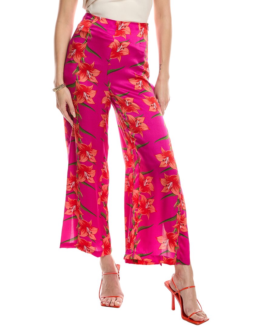 Borgo De Nor Halia Hammered Satin Silk Pant In Purple