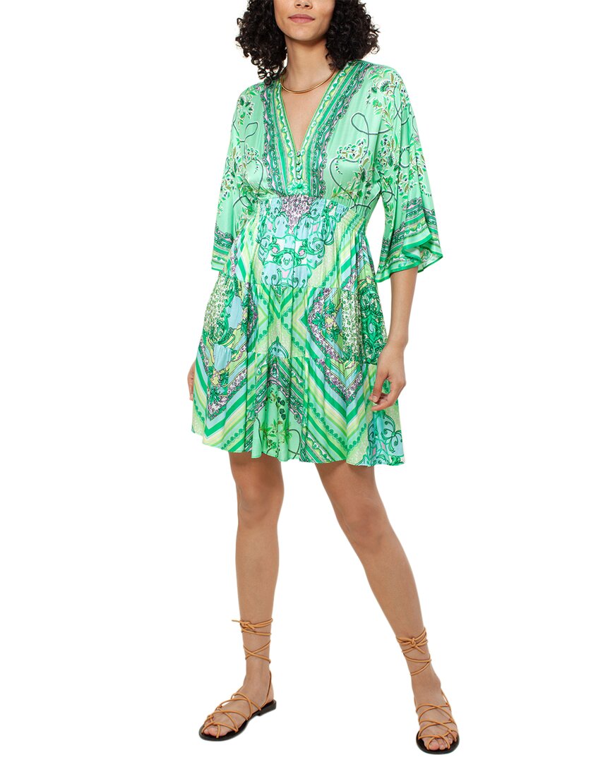 Hale Bob Printed Silk-blend Dress In Green