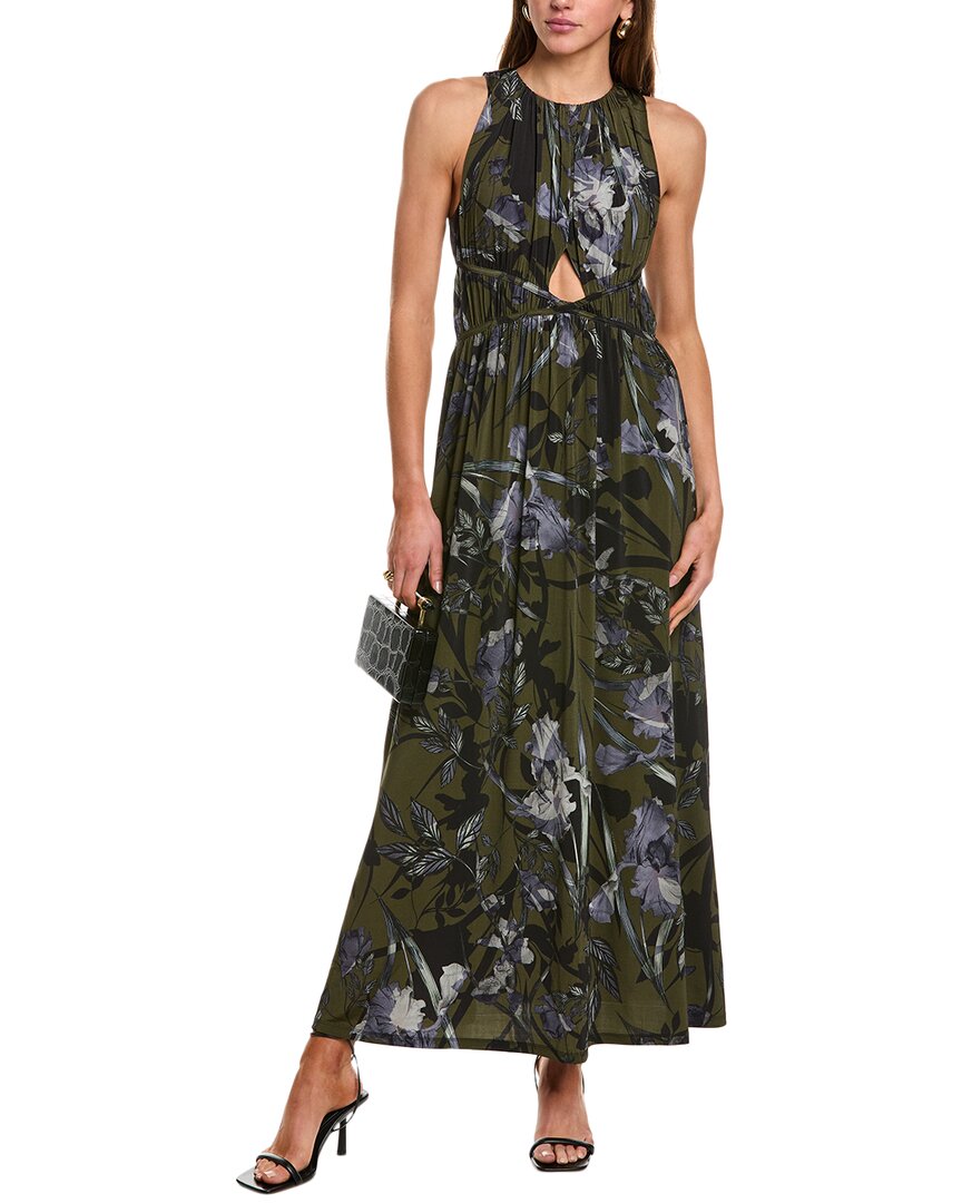 Allsaints Kaya Batu Floral Print Sleeveless Dress In Green