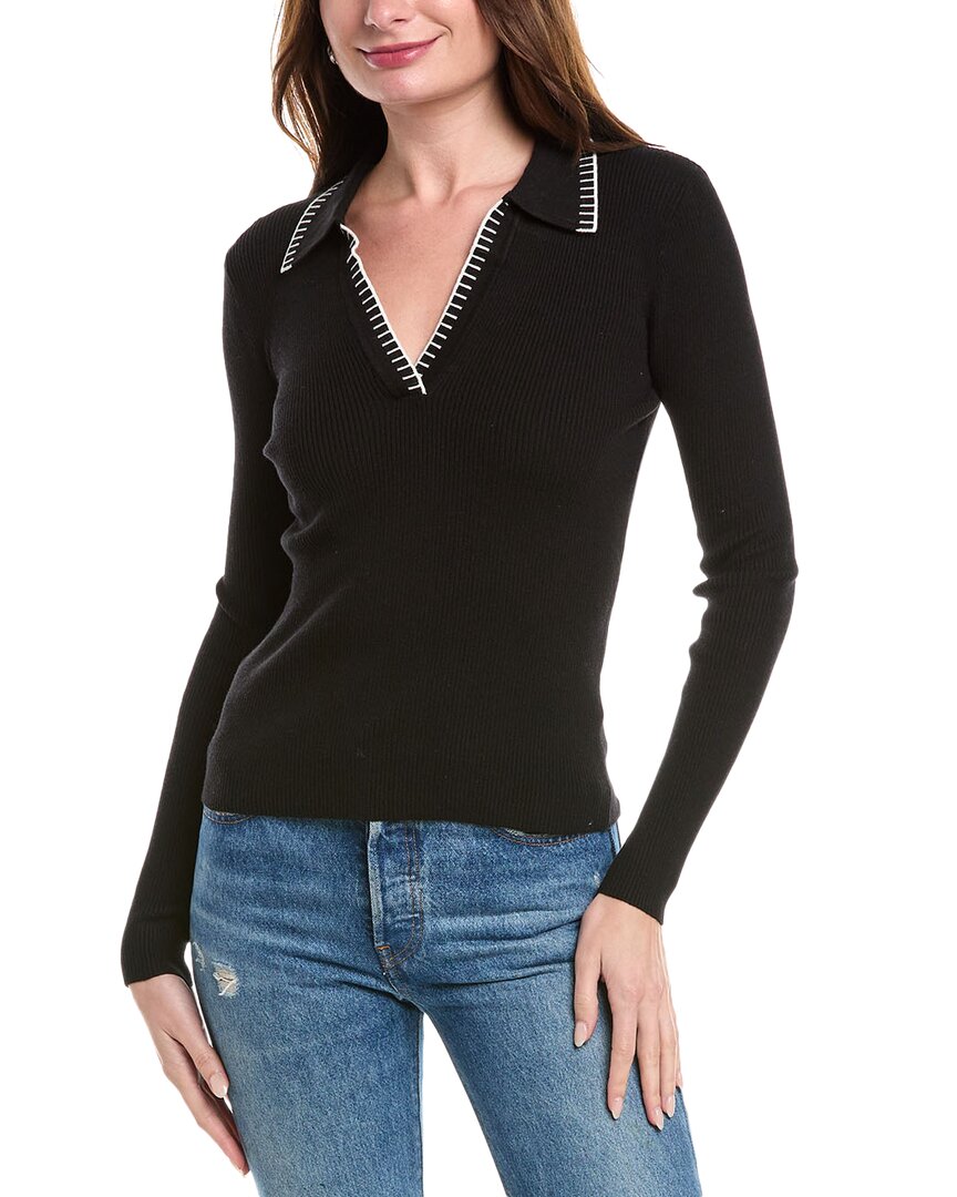 T Tahari Whipstitch Polo Sweater