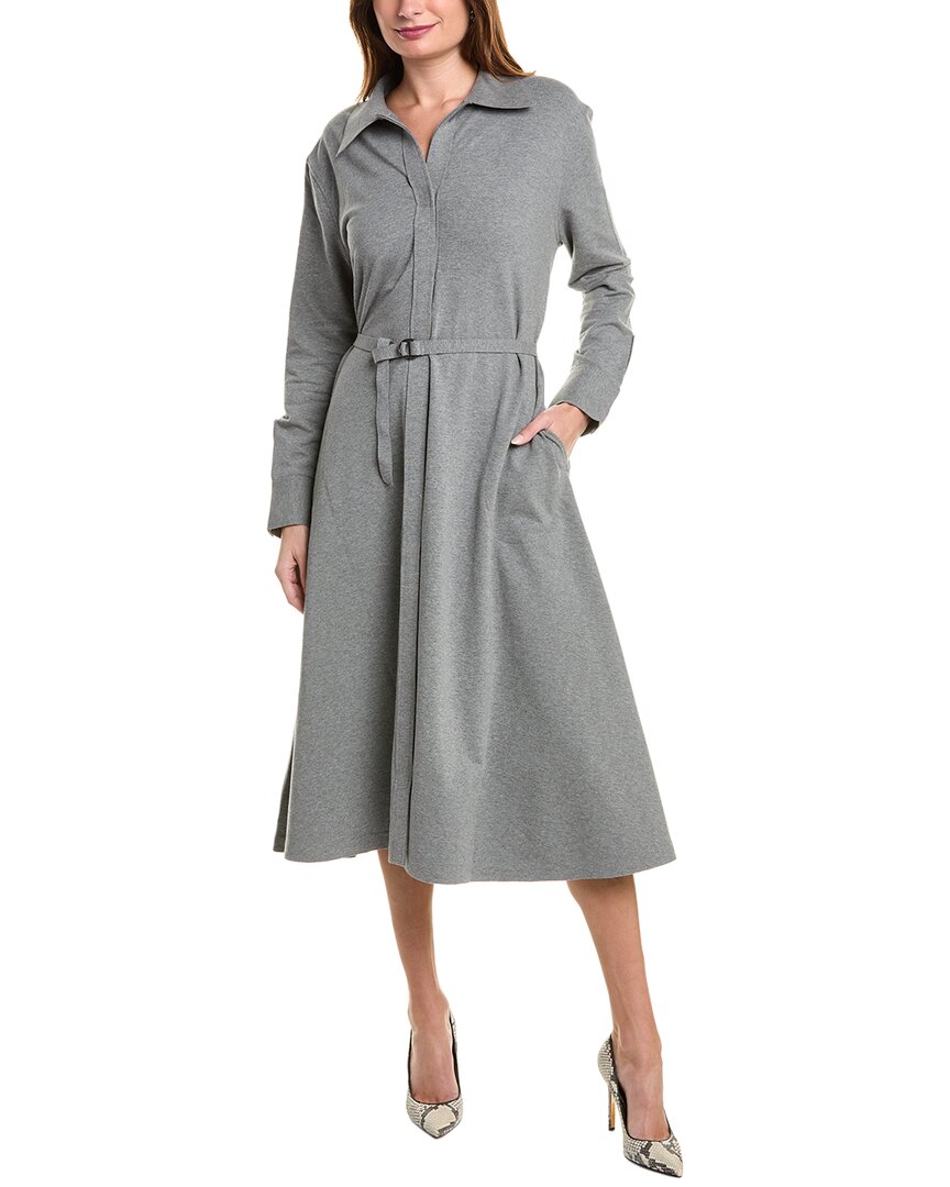 Norma Kamali Boyfriend Shirt A-line Dress In Gray