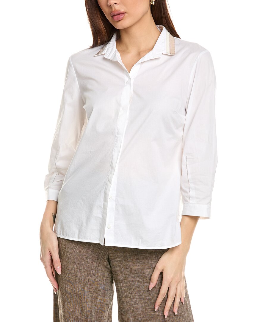 Peserico Embroidered-collar Shirt In White