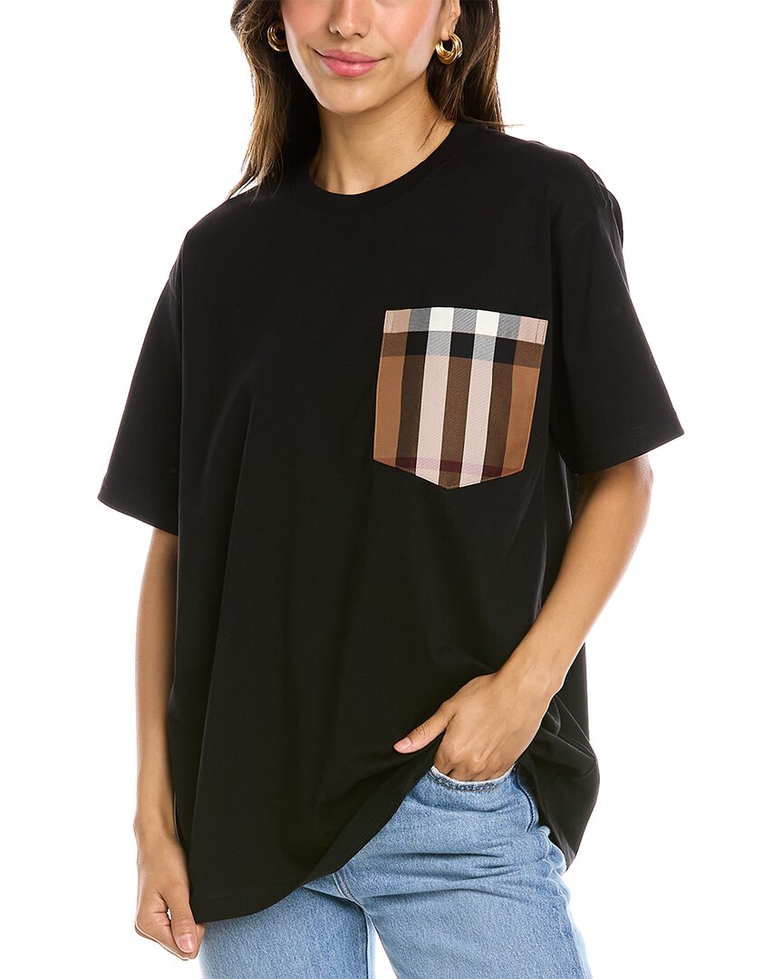 Burberry Carrick Check Pocket T-shirt In Black