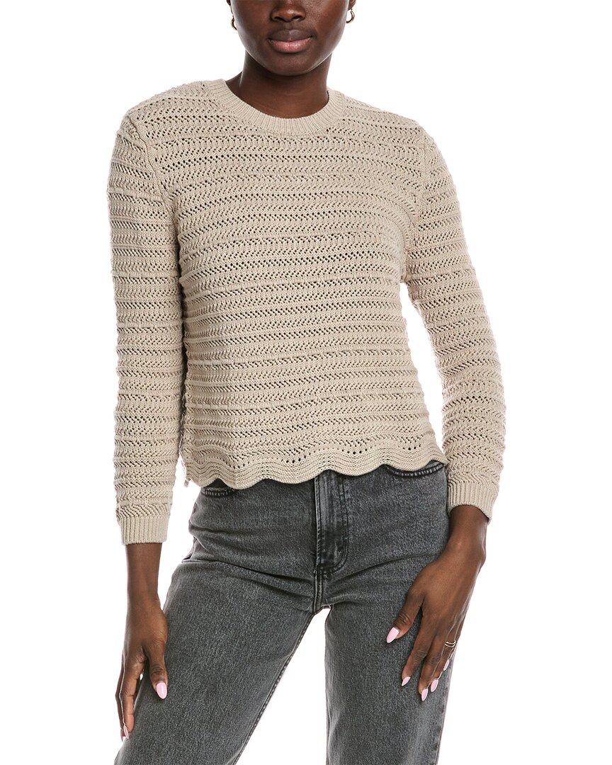 Autumn Cashmere Cotton By  Scallop Edge Sweater In Brown