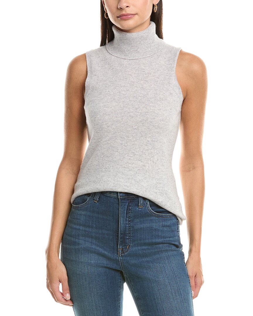 Incashmere Turtleneck Cashmere Tank Sweater In Gray